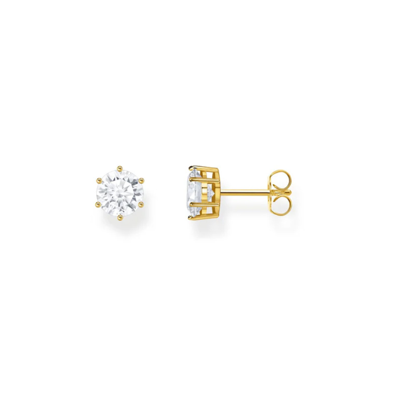 Ear Studs with 7 mm White Zirconia