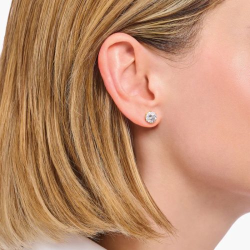 Ear Studs with White Zirconia in Brilliant Cut