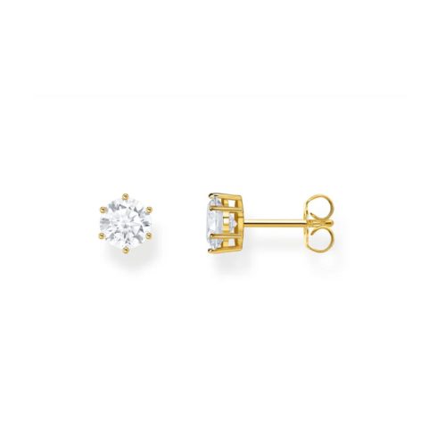 Ear Studs with White Zirconia in Brilliant Cut