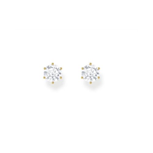 Ear Studs with White Zirconia in Brilliant Cut