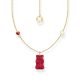 Necklace with Red Goldbears Pendant & Freshwater Pearl