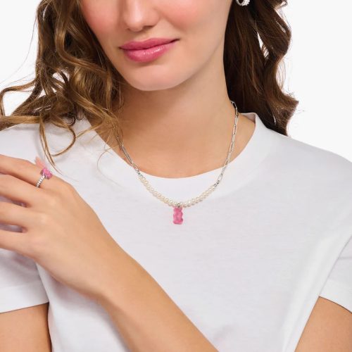 Link necklace with Goldbear Pink