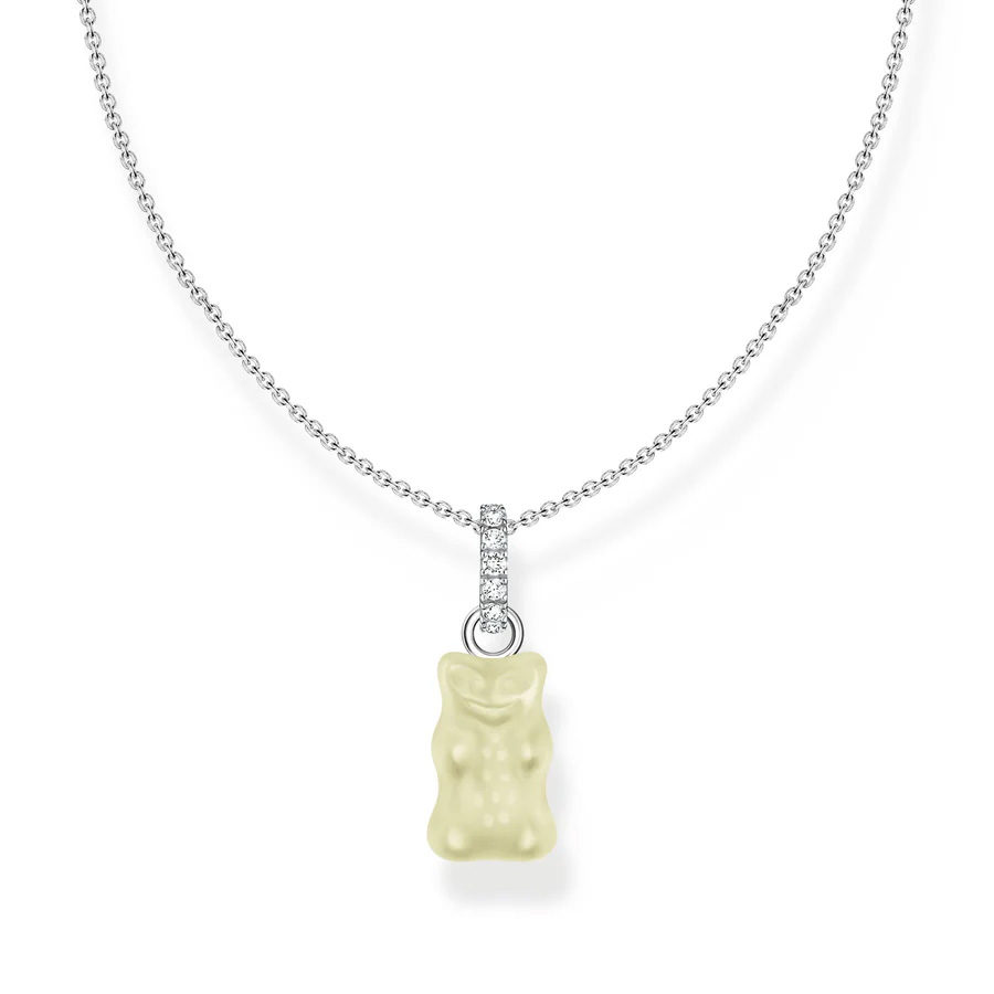 Necklace with White Goldbear Pendant and Stones Silver