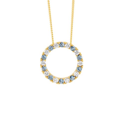 Blue and White Colour Silver Necklace Yellow Gold