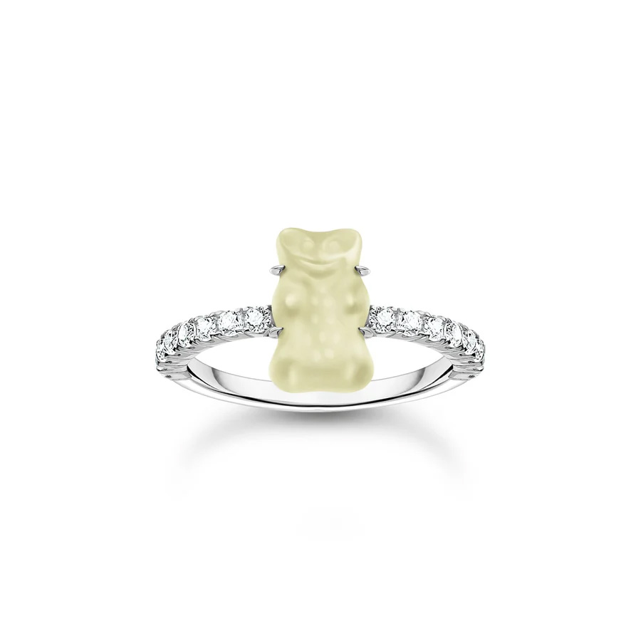 Silver Ring with Pineapple White Mini Goldbear