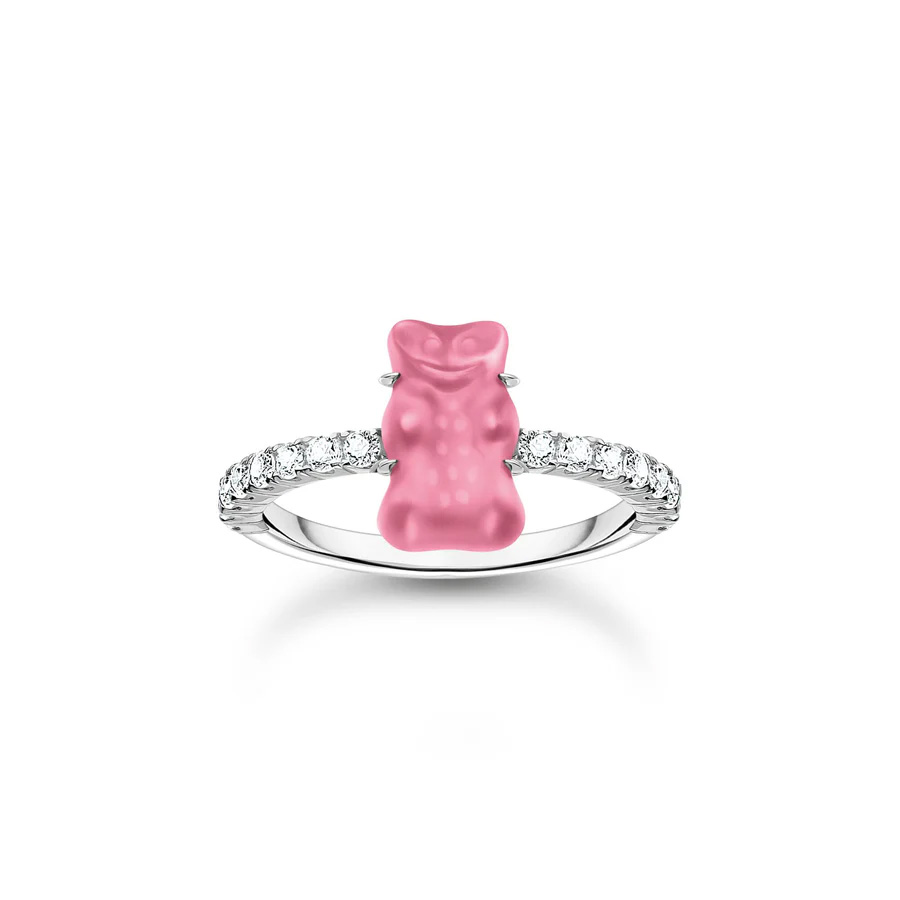 Silver Ring with Pink Mini Goldbear