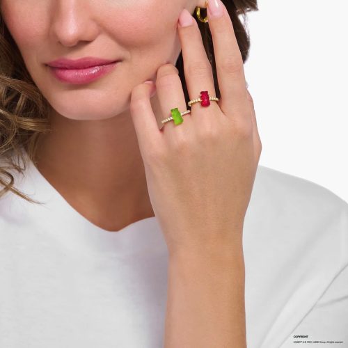 Gold-plated Ring with Apple Green Goldbear