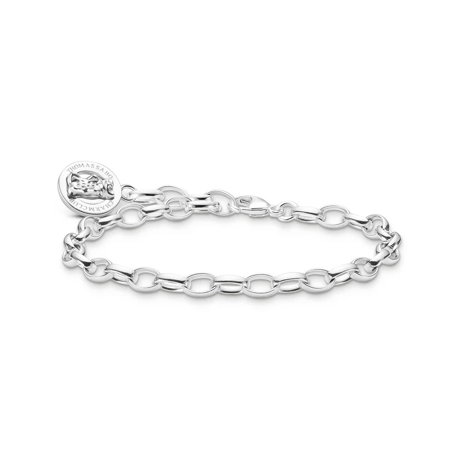 Charm Bracelet with Goldbear Logo Ring Silver