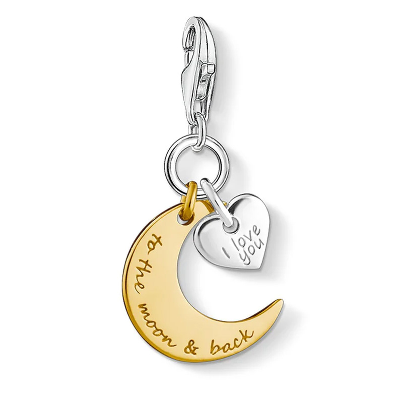 Charm Pendant "Moon & Heart I LOVE YOU TO THE MOON & BACK"