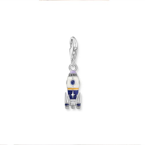 Charm Pendant Rocket with Colourful Stones