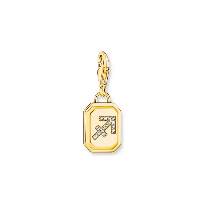 Sagittarius Zodiac Sign Gold Charm Pendant