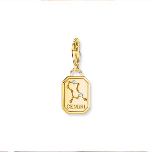 Gemini Zodiac Sign Gold Charm Pendant