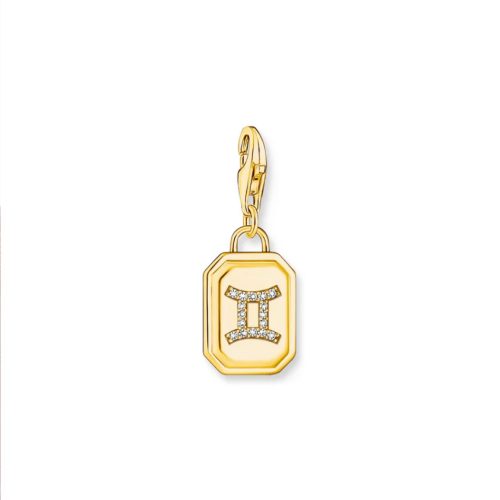 Gemini Zodiac Sign Gold Charm Pendant