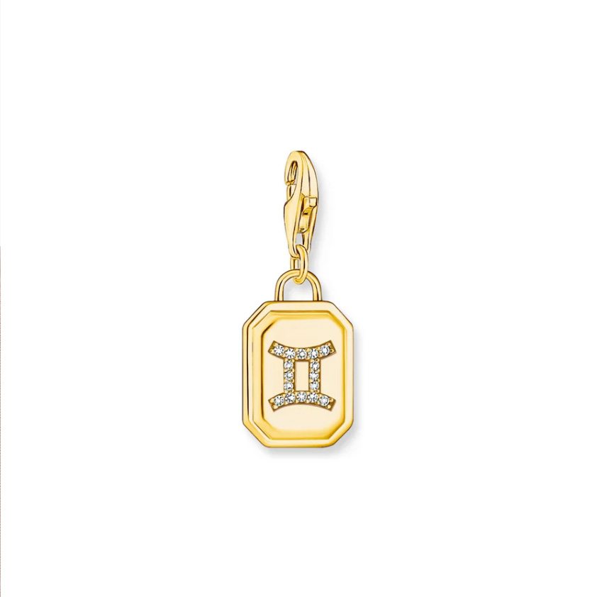 Gemini Zodiac Sign Gold Charm Pendant