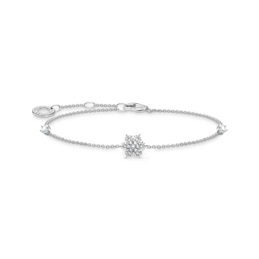 Bracelet Snowflake with White Stones Silver