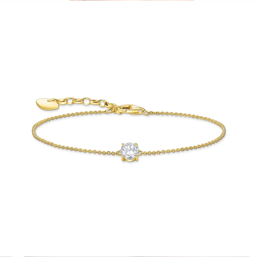 Bracelet with White Zirconia Pendant Gold