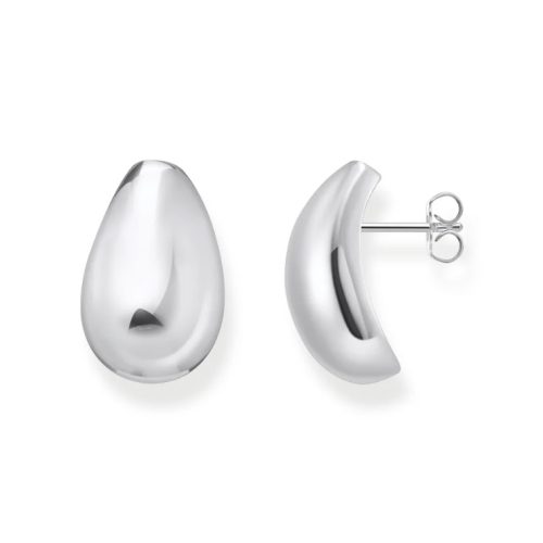 Organic Drop-shaped Ear Studs Silver