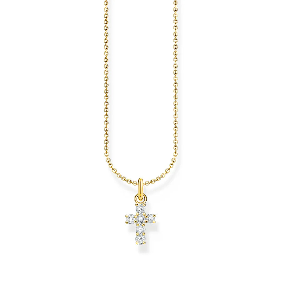 Cross Pendant Necklace with White Zirconia