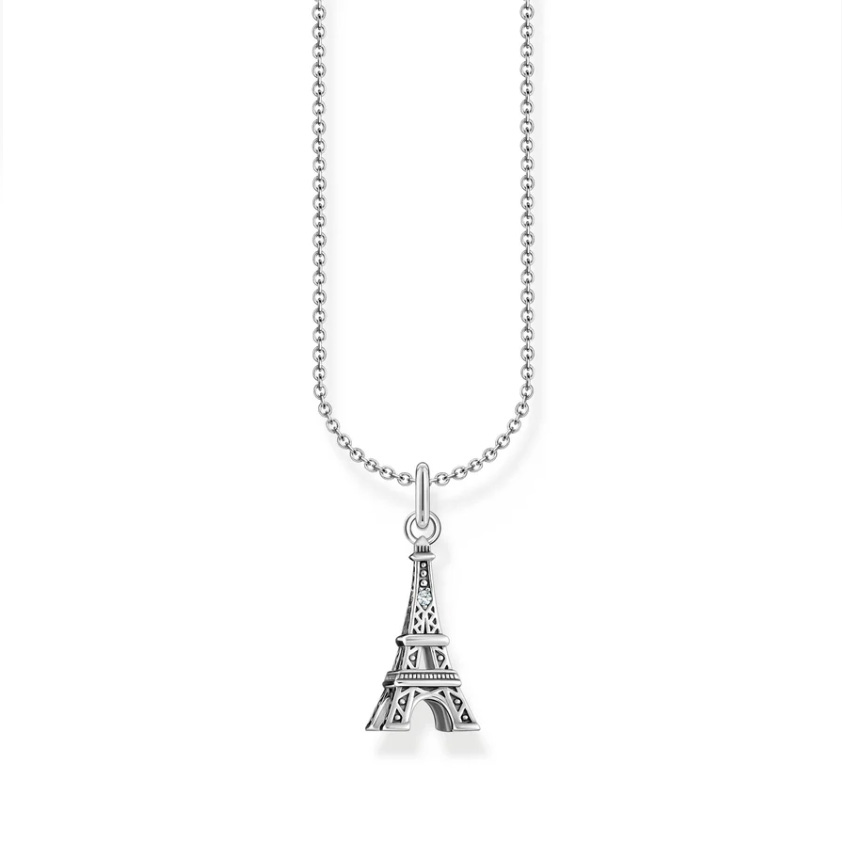 Necklace with Eiffel Tower pendant and zirconia