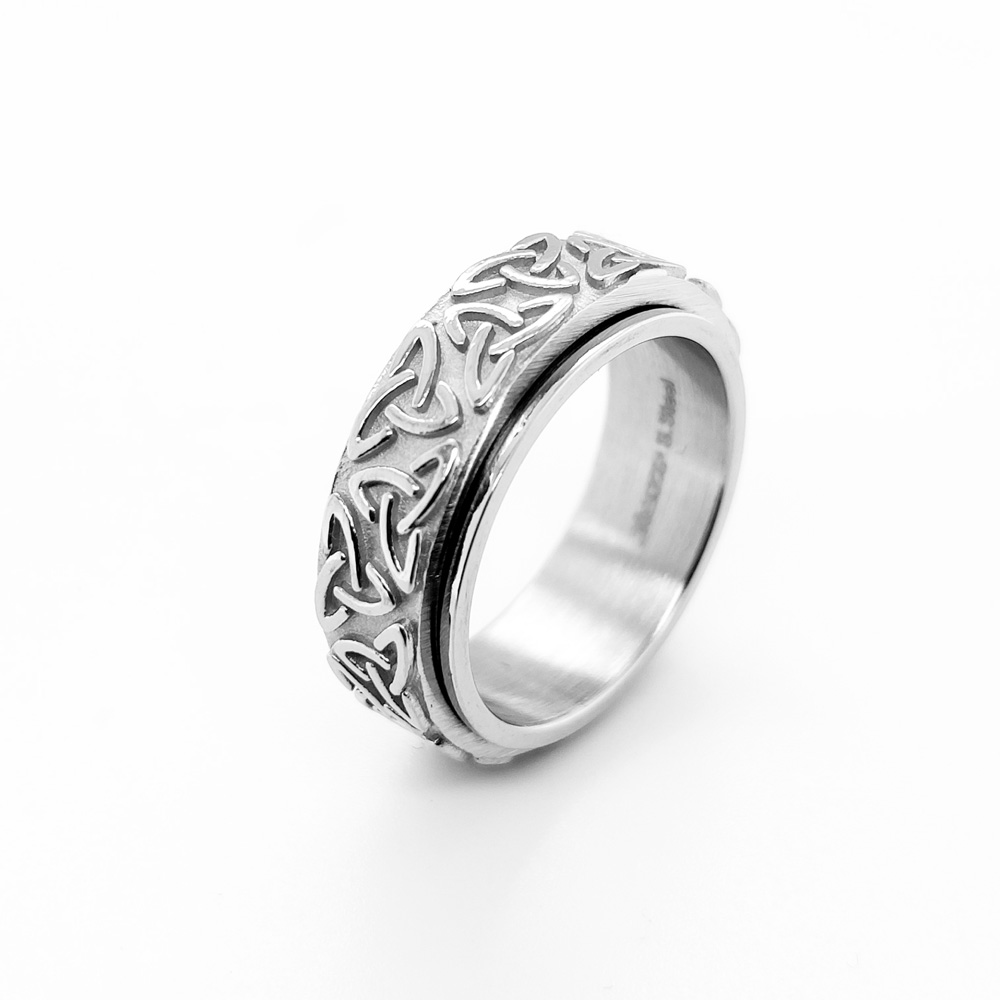 Stainless Steel celtic triangle knot Spinning Ring