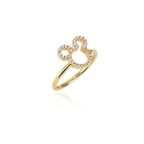 Precious Metal Mickey Mouse Outline CZ Ring Gold